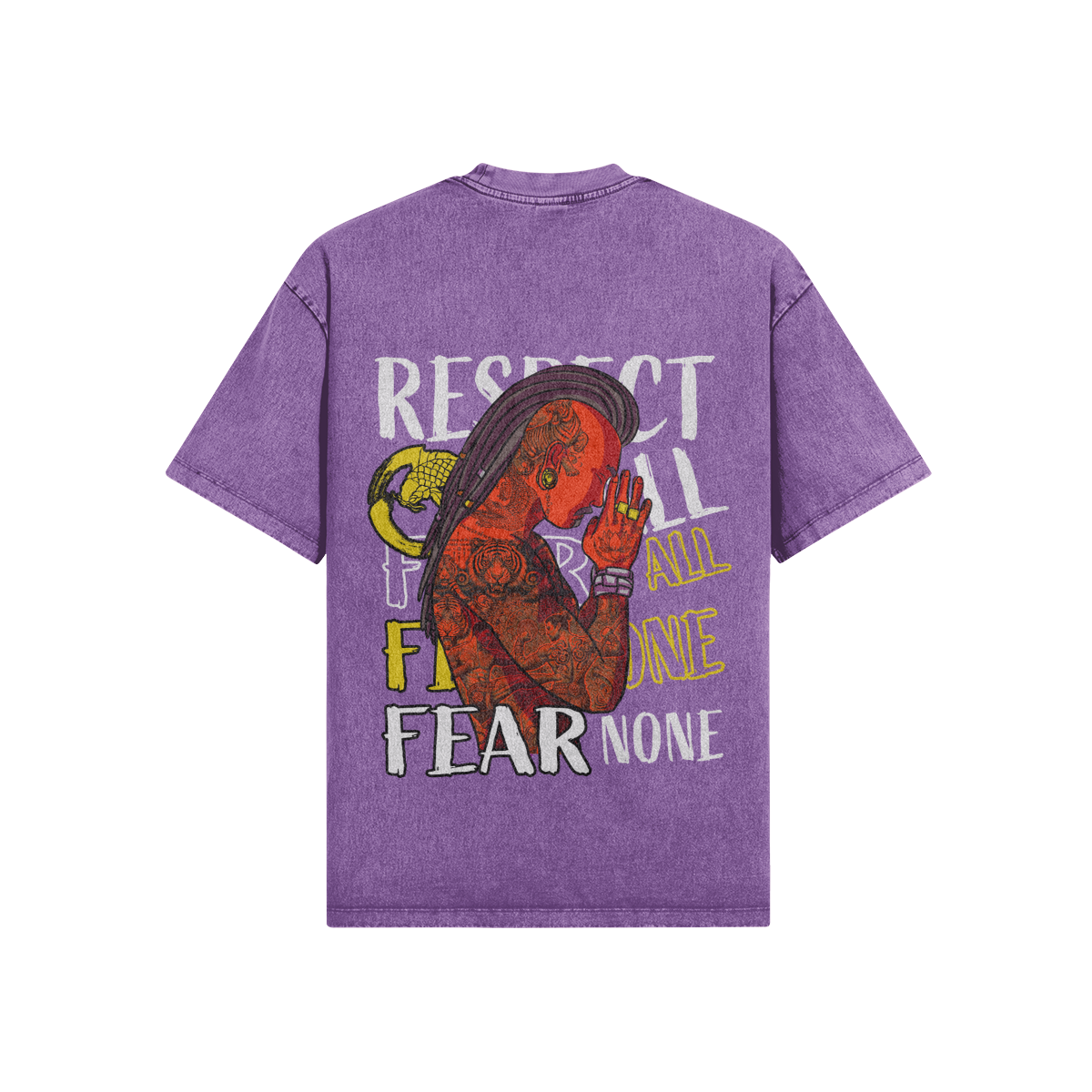 "FEAR NONE" Heavy Weight Snow Wash Tee (Logo Centre)